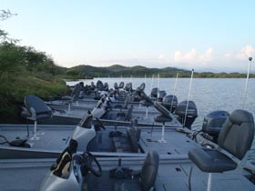New Xpress bass boats on Lake Picachos in Mexico