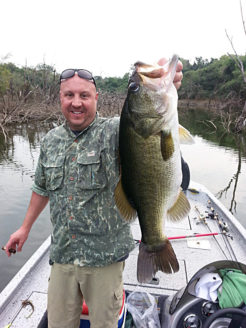 Randy Wright fishing bass at Lake Picachos in Mexico